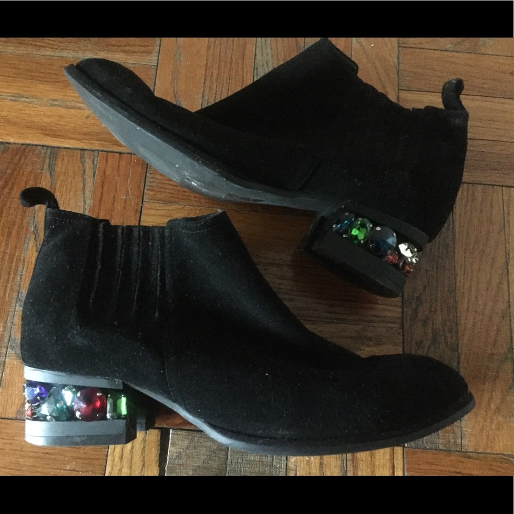 JEFFREY CAMPBELL SUEDE JEWELED  BootS GORG FLAWED